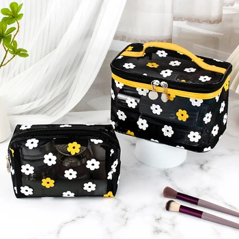 Новая модная сетчатая контрастная мини-портативная косметичка, дорожная сумка для хранения туалетных принадлежностей, сумка для хранения
