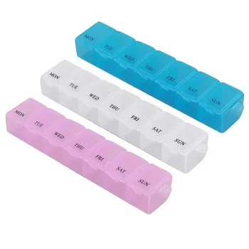 Новый футляр для таблеток 7 цветов Коробка с отделениями для органайзера Коробка для таблеток дневного действия Контейнер для дозирования таблеток