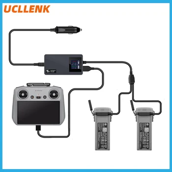Автомобильное зарядное устройство с цифровым дисплеем для аккумулятора DJI AIR 3, двойная зарядка С портом USB-A для пульта дистанционного управления дроном, Аксессуар для зарядки