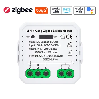 QS-Zigbee-SEC01 Модуль Переключения Tuya Модуль управления Переключателем Электроприборов Мобильное приложение для Alexa Google Control