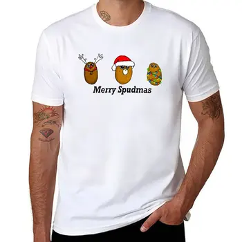Рождественская картошка, футболка, футболка с коротким рукавом, мужские однотонные футболки
