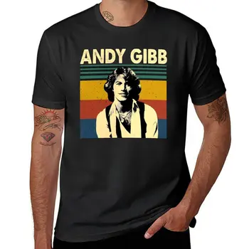 Новая винтажная футболка Энди Гибба, футболки с кошками, футболки больших размеров, футболки оверсайз, мужские забавные футболки