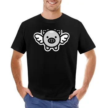 Когда свиньи летают: Серая футболка, винтажная футболка, Эстетическая одежда, мужские графические футболки в стиле хип-хоп