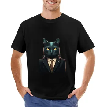 кот папа черный кот винтаж восьмидесятых стиль кошка ретро футболка рубашки с кошками для мальчиков белые футболки аниме мужские забавные футболки