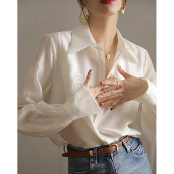 Французская белая рубашка Женская Весна и осень 2023, дизайнерский стиль, маленькая и уникальная шифоновая рубашка-топ