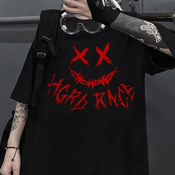 Футболка в стиле хип-хоп Оверсайз, женская уличная футболка, одежда Темного Дьявола, Готическая футболка Harajuku, топ размера панк, свободная футболка в стиле хип-хоп