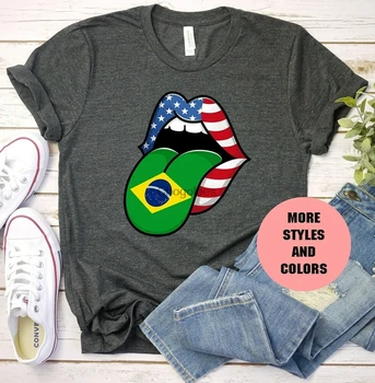 Половина Бразильского Флага Бразилии Рубашка Подарки Для Мужчин Женщин Детей унисекс футболка