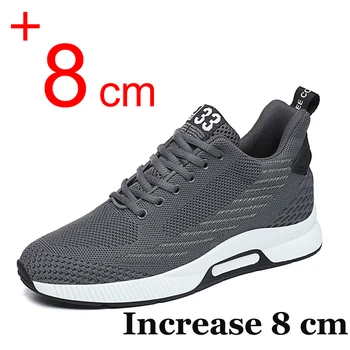 Мужские кроссовки, обувь с лифтом, обувь, увеличивающая рост, для мужчин, скрытые каблуки 8 см, 6 см Дополнительно, Дышащие Спортивные Мужские туфли, увеличивающие рост