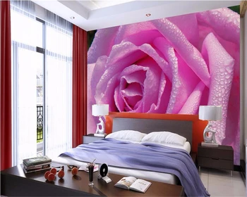Обои beibehang на заказ, большие 3D-высотные цветущие капли розовых роз, прикроватный фон, обои для украшения стен