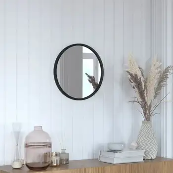 Черное современное настенное зеркало 16 x 16 дюймов