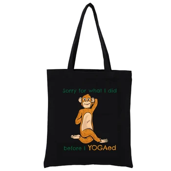 Извиняюсь, я Использовала Yogaed Monkey Для Покупок С Графической Печатью, Забавные Сумки-Тоут, Женскую сумку, Женскую Сумочку, Модную Покупательницу