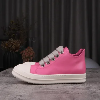 Мужские кроссовки Rick, мужская обувь, роскошная брендовая высококачественная женская повседневная обувь RO Owens, Розовые кожаные туфли с низким берцем