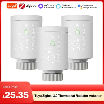 Умный Термостат Tuya Zigbee 3.0 Привод радиатора Головка клапана Умный программируемый регулятор температуры TRV Alexa Google Home