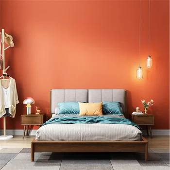 Современный минимализм чистый цвет Hermes оранжевые обои Скандинавская гостиная спальня украшение магазина оранжево-красные обои behang
