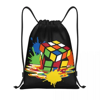 Изготовленный на заказ Плавящийся Кубик Рубика Сумка на шнурке Женская Мужская Легкая Геометрическая Математика Волшебный Спортивный рюкзак для хранения в тренажерном зале