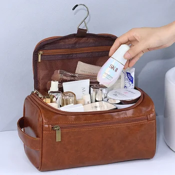 Мужская винтажная роскошная сумка для туалетных принадлежностей, необходимая для путешествий, Деловая косметика, чехлы для макияжа, Мужской подвесной органайзер для хранения, сумки для стирки