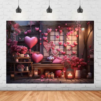Розовые цветы розы 3D Фон для разбивания торта для фотостудии, баннер с изображением Розового сердечка любви, фон для фотосъемки на День Святого Валентина