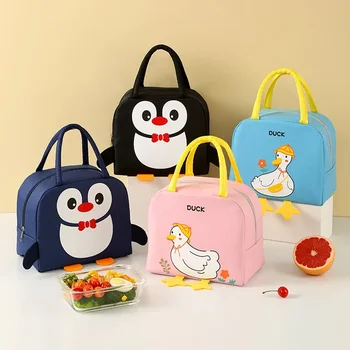 Переносная сумка для бенто, сумка для ланча с мультяшными животными, Термосумка для еды, женская Детская коробка для ланча, принадлежности для пикника, Изолированные сумки-холодильники
