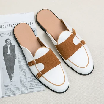 Мужские повседневные Лоферы Muller от роскошного бренда ручной работы, Мужские слипоны на плоской подошве, модельные туфли для вождения, Полуботинки 38-47, Парусиновая Кожаная обувь