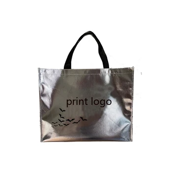 Изготовленные на заказ хозяйственные сумки с логотипом Золотые Серебряные Сумки Для магазина тканей и шоссейного магазина