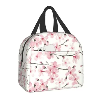 Японская Вишневая изолированная сумка для ланча с цветочным рисунком, Сменный кулер, Термос для еды, Ланч-бокс для работы, учебы и путешествий