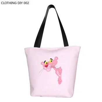 Розовые леопардовые сумки для покупок с продуктами, женские сумки-тоут с рисунком Каваи, холщовые сумки через плечо для покупателей, сумки большой емкости