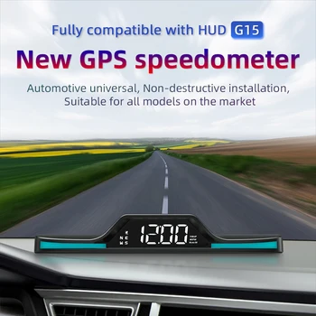 Часы-спидометр для умного автомобиля G15, HUD Светодиодный дисплей, автомобильный GPS-детектор скорости, Охранная сигнализация, Цифровой измеритель скорости и пробега, RGB-подсветка