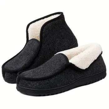 Тапочки для спальни с круглым носком, домашние тапочки, нескользящая обувь для мужчин, зимняя обувь для помещений с эффектом памяти